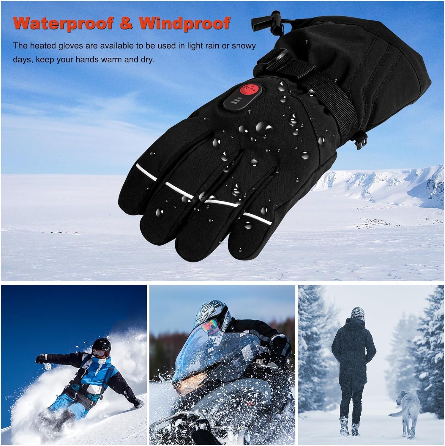 Heated Gloves, Rechargeable Heated Gloves for Women and Men, Winter Electric Heated Work Gloves for Ski Motorcycle Hunting and Arthritis Hands